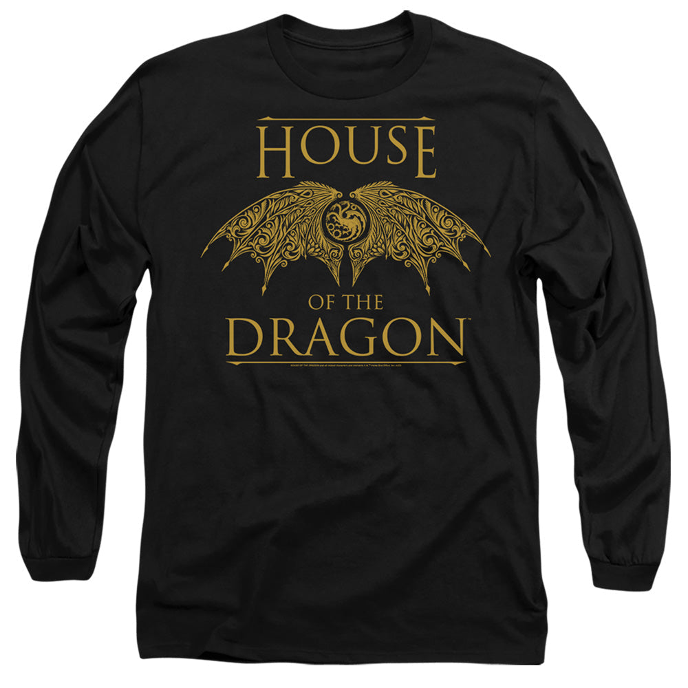 House Of The Dragon Dragon Wings Mens Long Sleeve Shirt Black Officially Licensed
