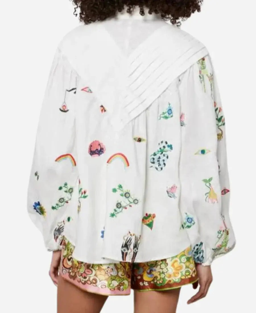 Gizelle Bryant Love Hotel S01 Bryant White Printed Blouse