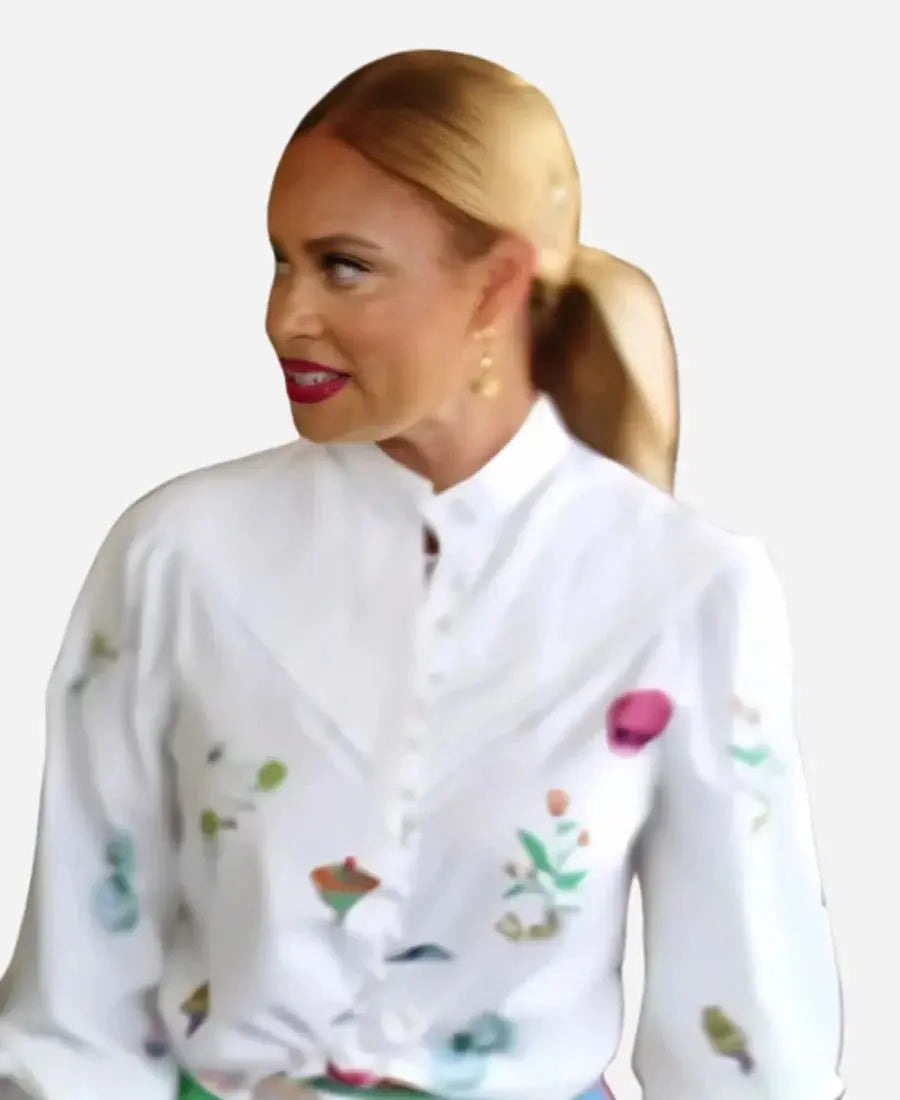 Gizelle Bryant Love Hotel S01 Bryant White Printed Blouse
