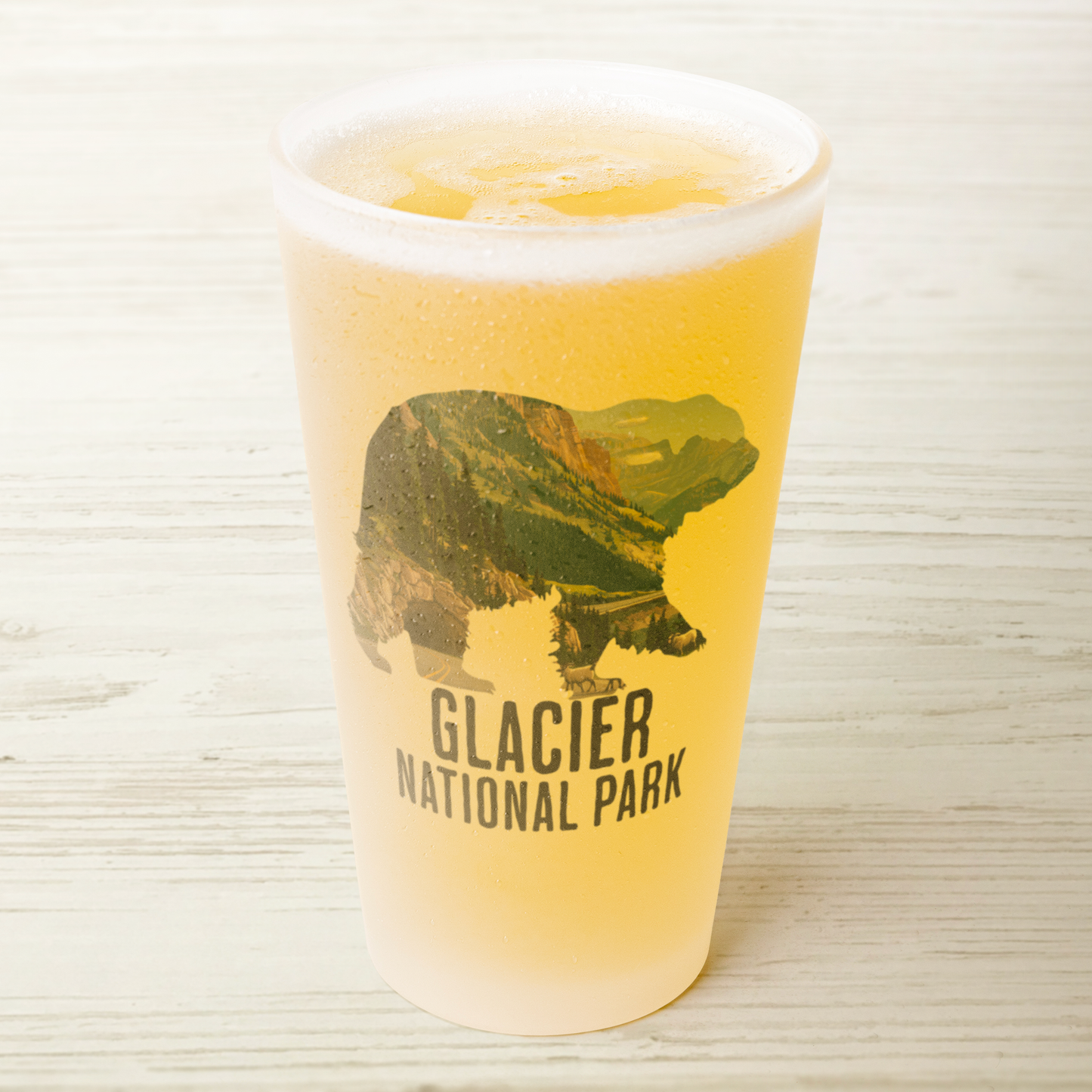 Glacier National Park Grizzly Bear Frosted Pint Glass