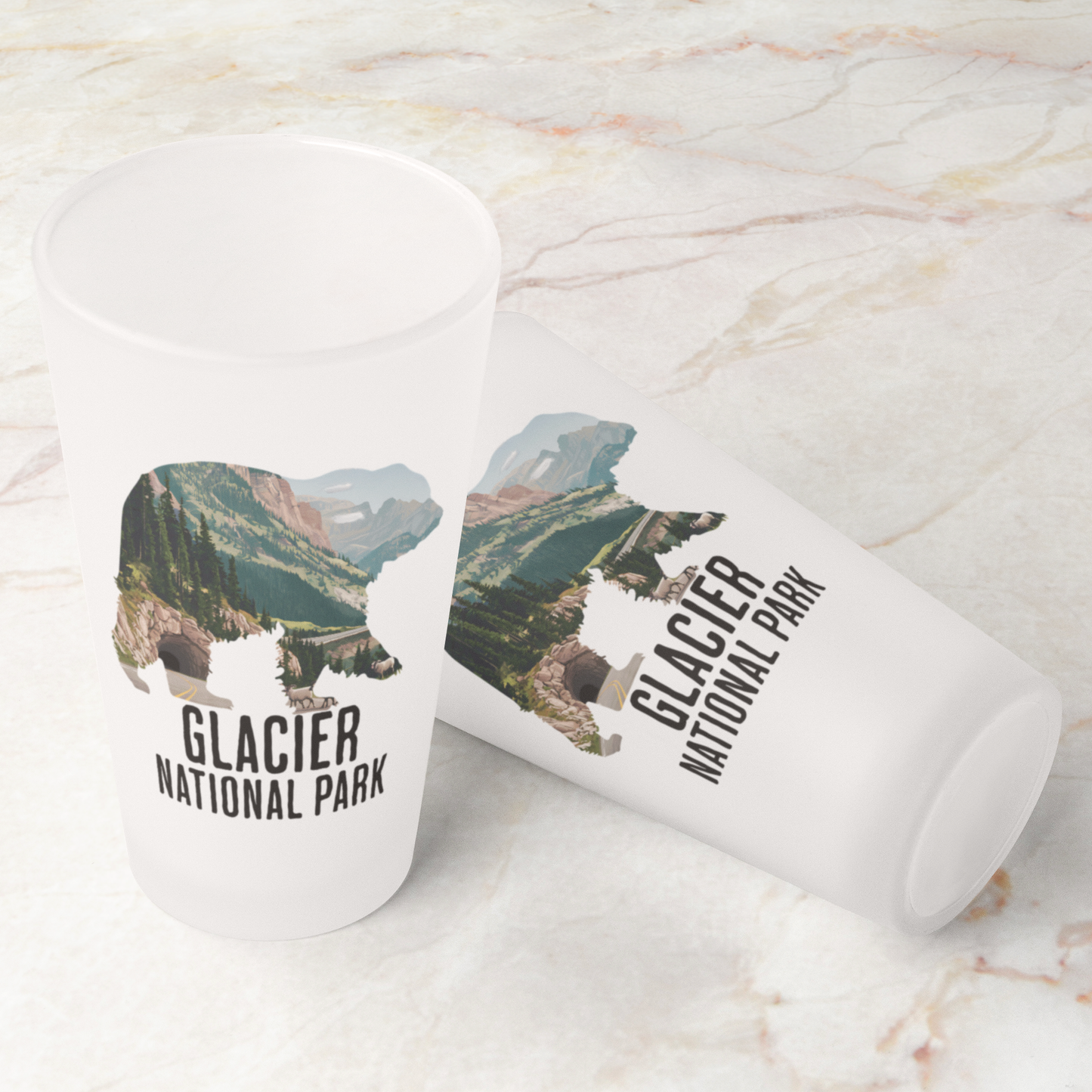 Glacier National Park Grizzly Bear Frosted Pint Glass