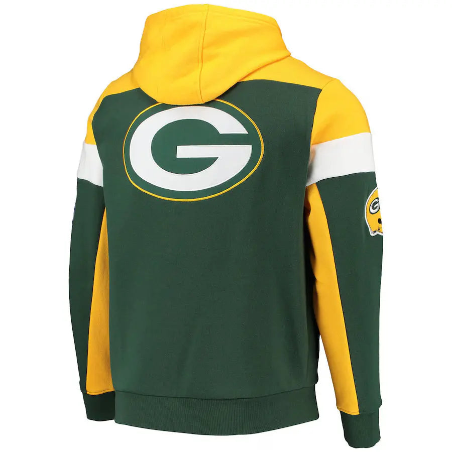 Men's Starter Green/Gold Green Bay Packers Logo Extreme Full-Zip Hoodie
