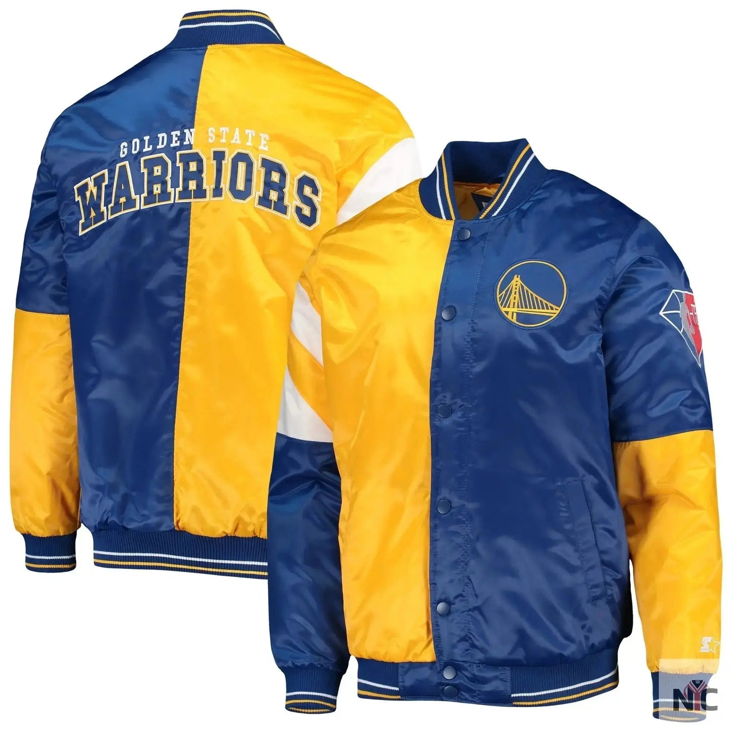 Golden State Warriors 75th Anniversary Leader Color Block Satin Jacket