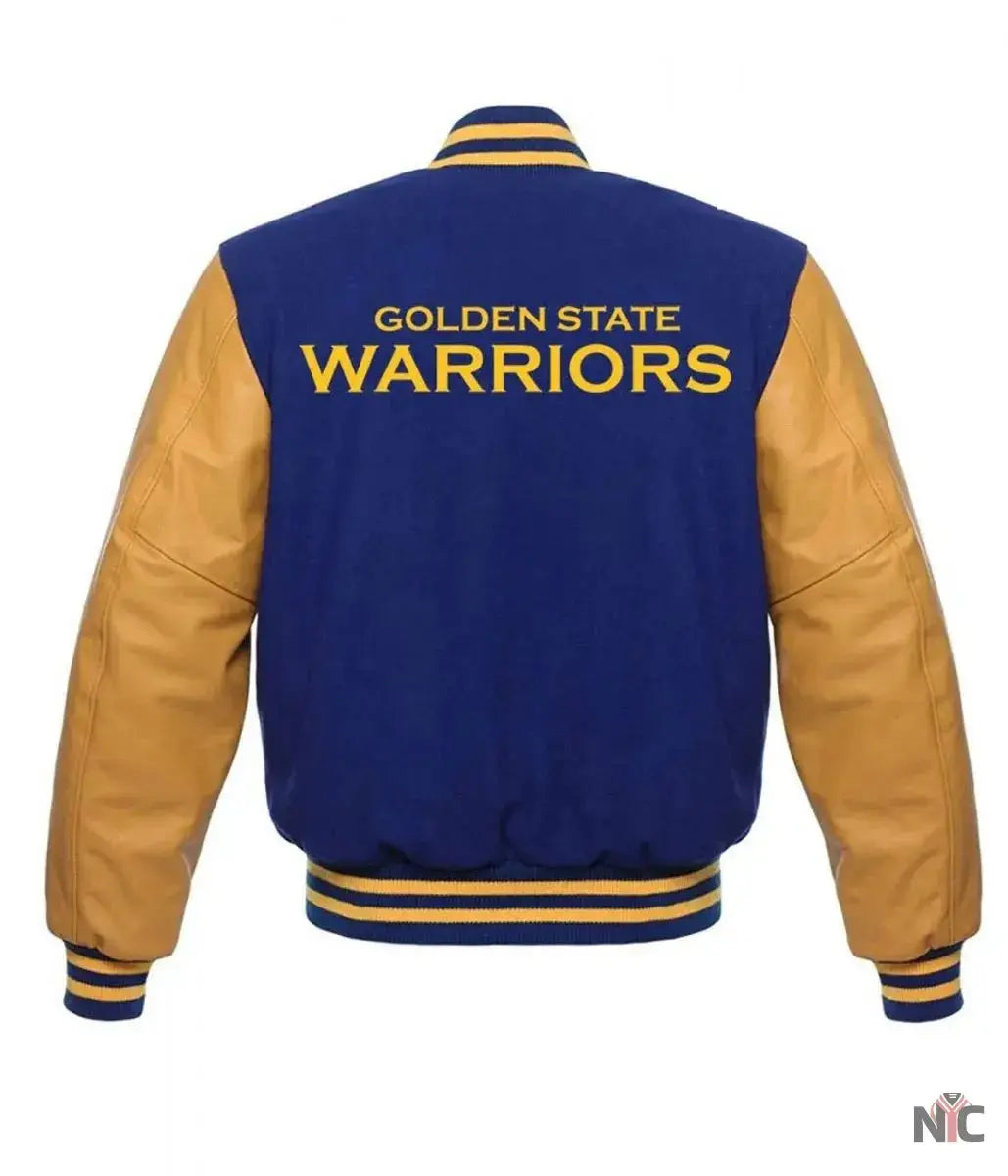 Golden State Warriors Blue and Yellow Letterman Jacket