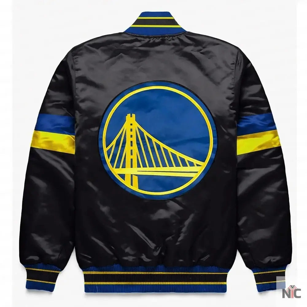 Golden State Warriors Home Game Black Varsity Satin Jacket