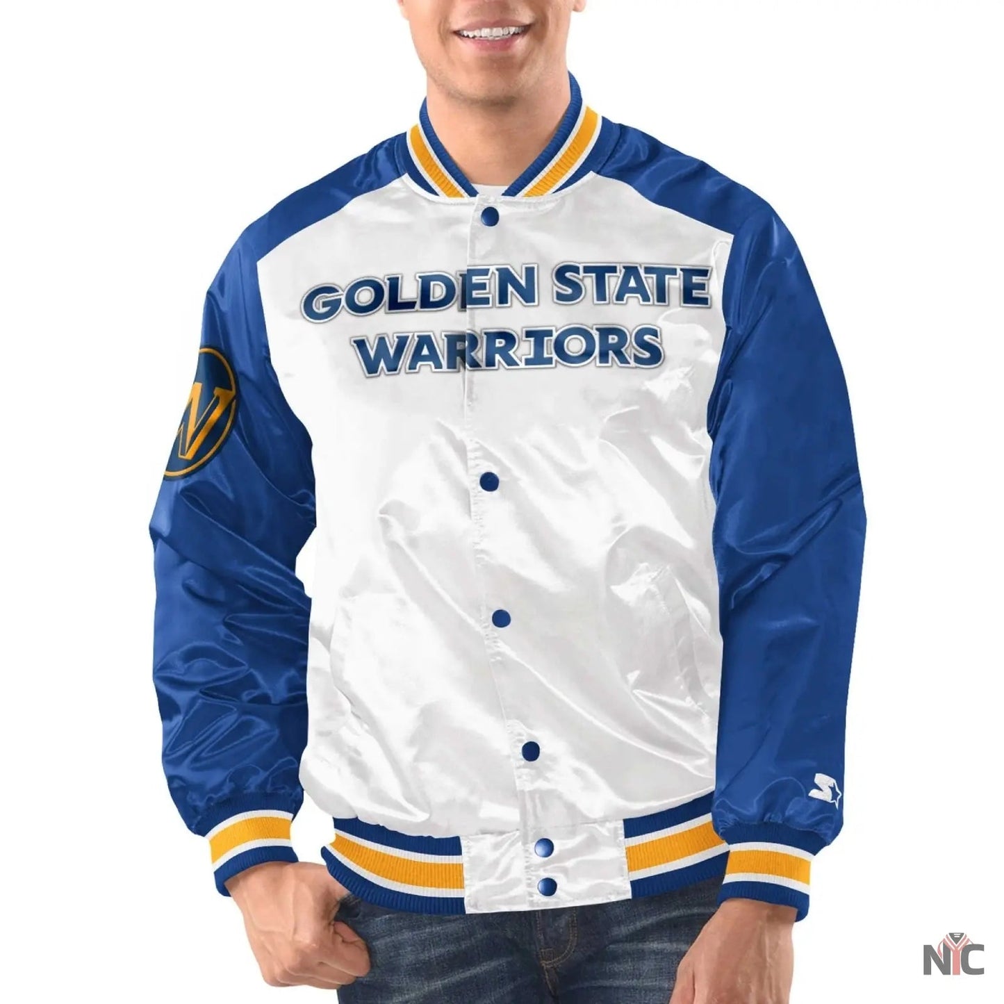 Golden State Warriors Renegade Satin Varsity Jacket