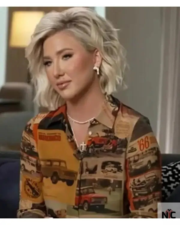 Good Morning America Savannah Chrisley Brown Printed Shirt