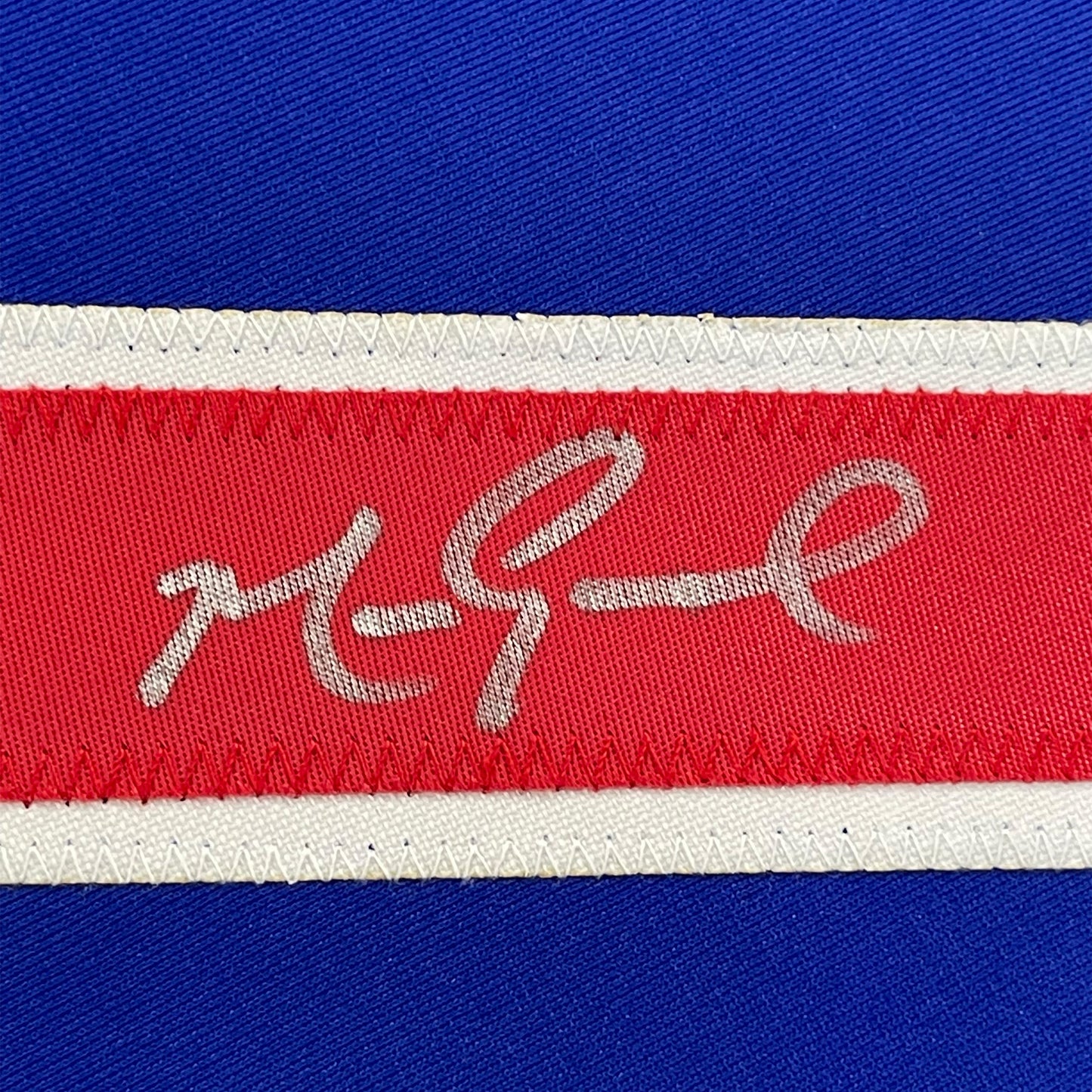 Framed Autographed/Signed Mark Grace 35x39 Chicago Blue Baseball Jersey JSA COA