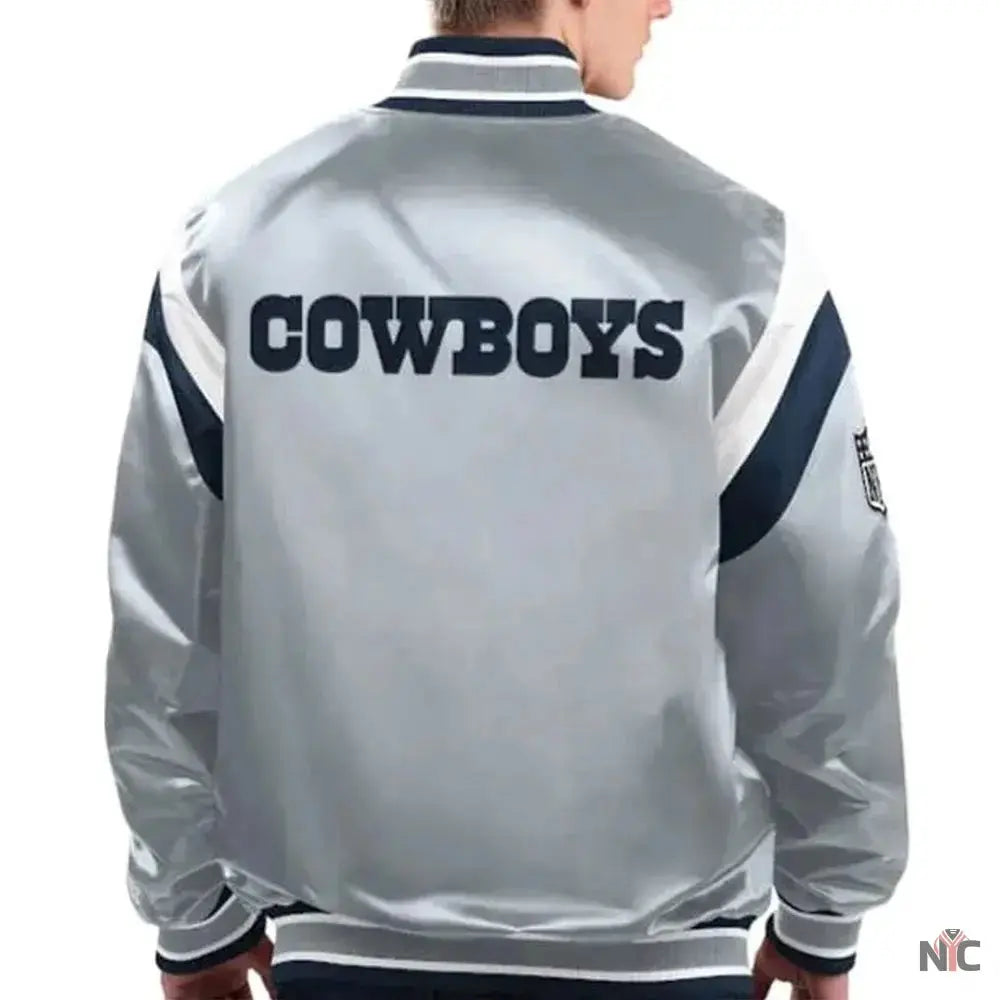 Gray Dallas Cowboys Shutout Satin Jacket