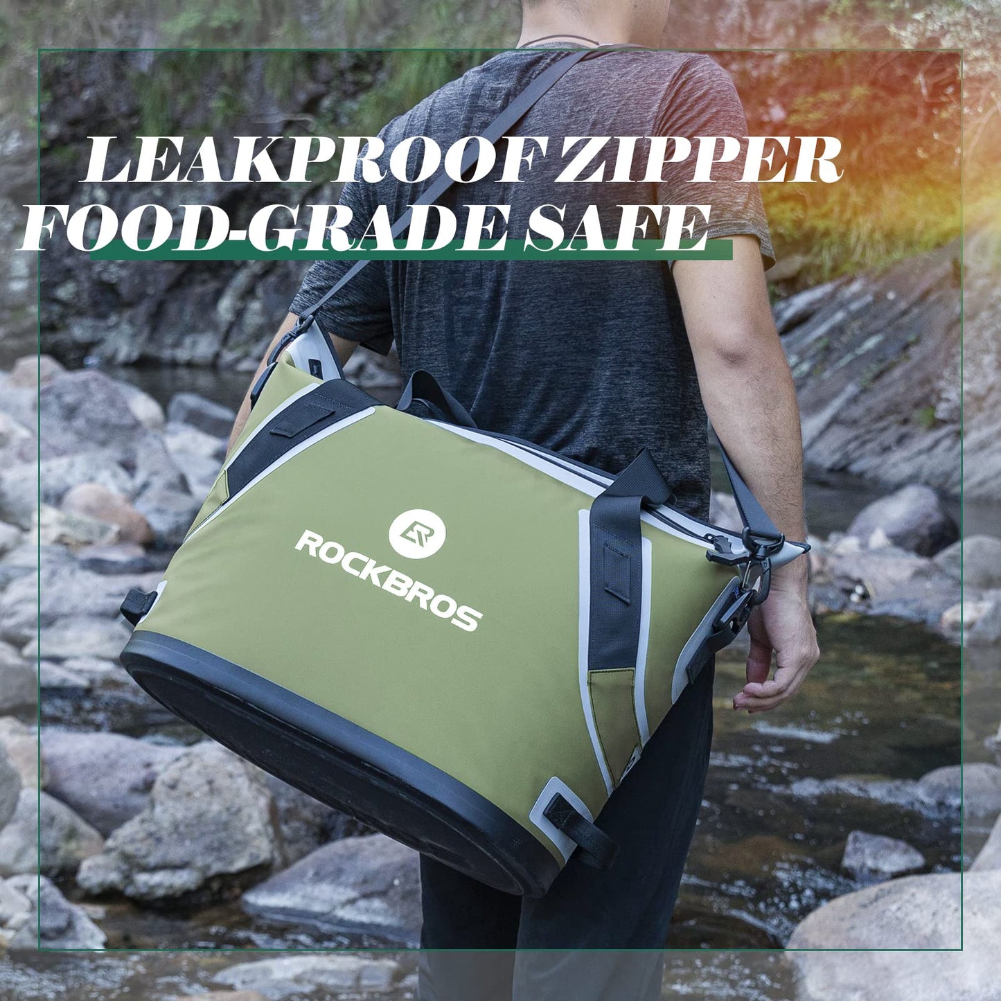 ROCKBROS Soft Cooler Insulated Leak Proof Cooler Bag Portable 36 Can