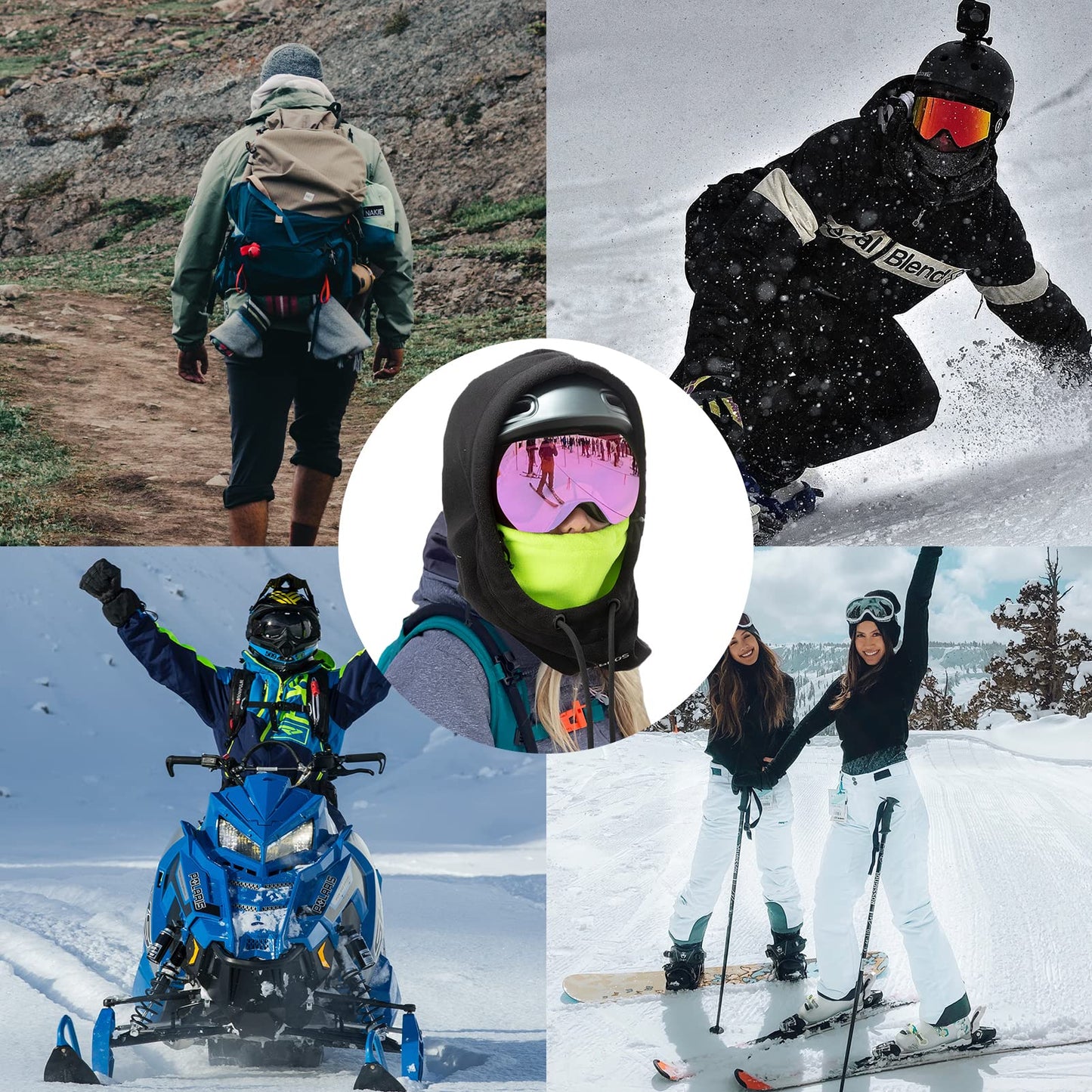 ROCKBROS Wind Resistant Ski Mask Balaclava Winter Fleece Hood Warm Face Cover Hat Scarf