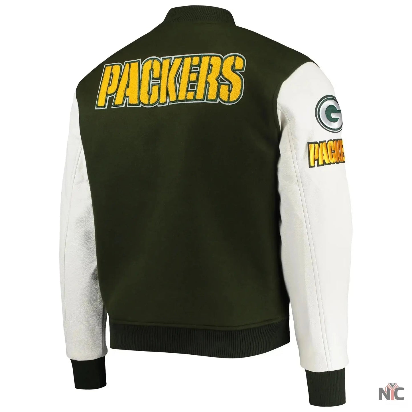 Green Bay Packers Full-zip Green and White Varsity Jacket
