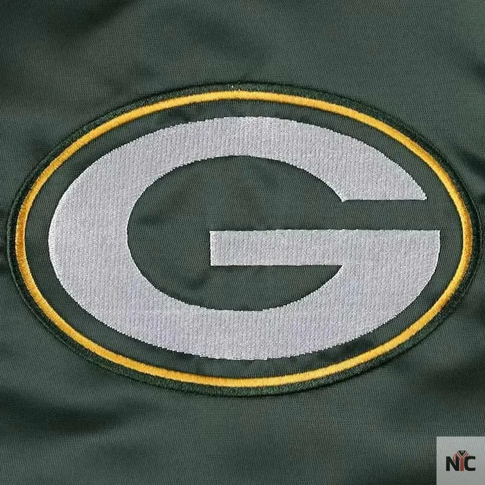Green Bay Packers Midfield Varsity Green Satin Jacket