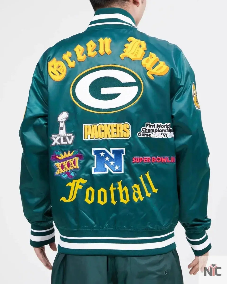 Green Bay Packers Old English Satin Jacket