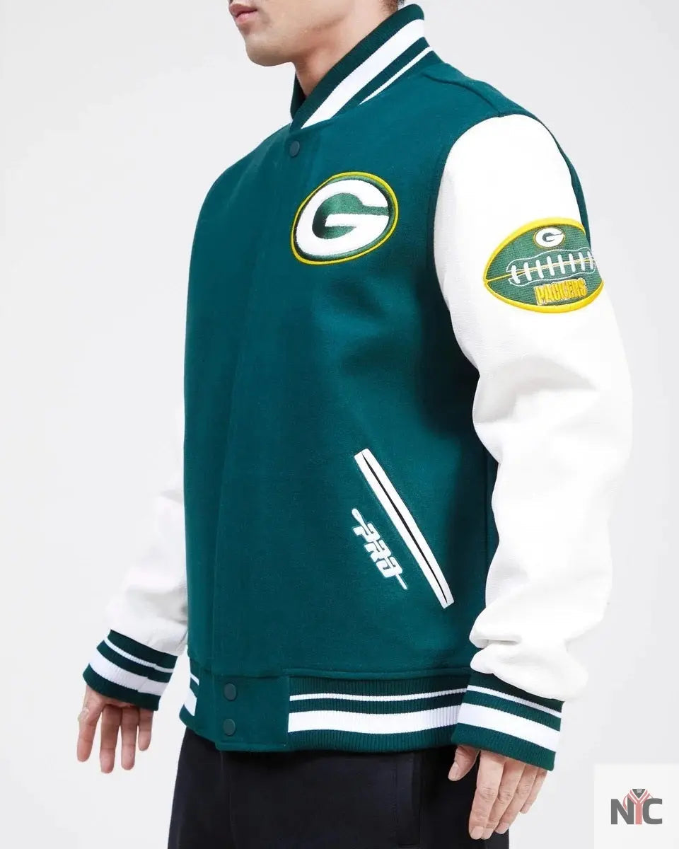 Green Bay Packers Old English Wool Varsity Jacket