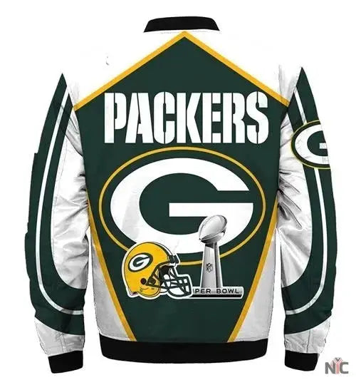 Green Bay Packers White And Green Jacket