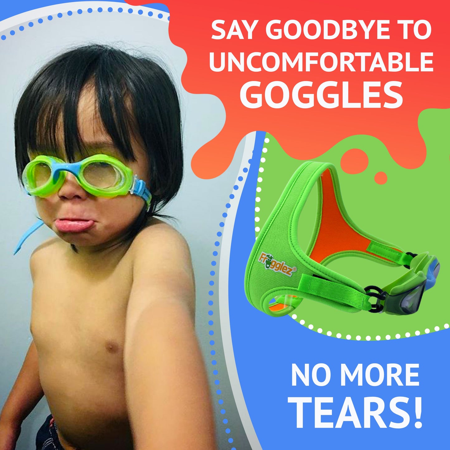 Green Solid Kids Swim Goggles