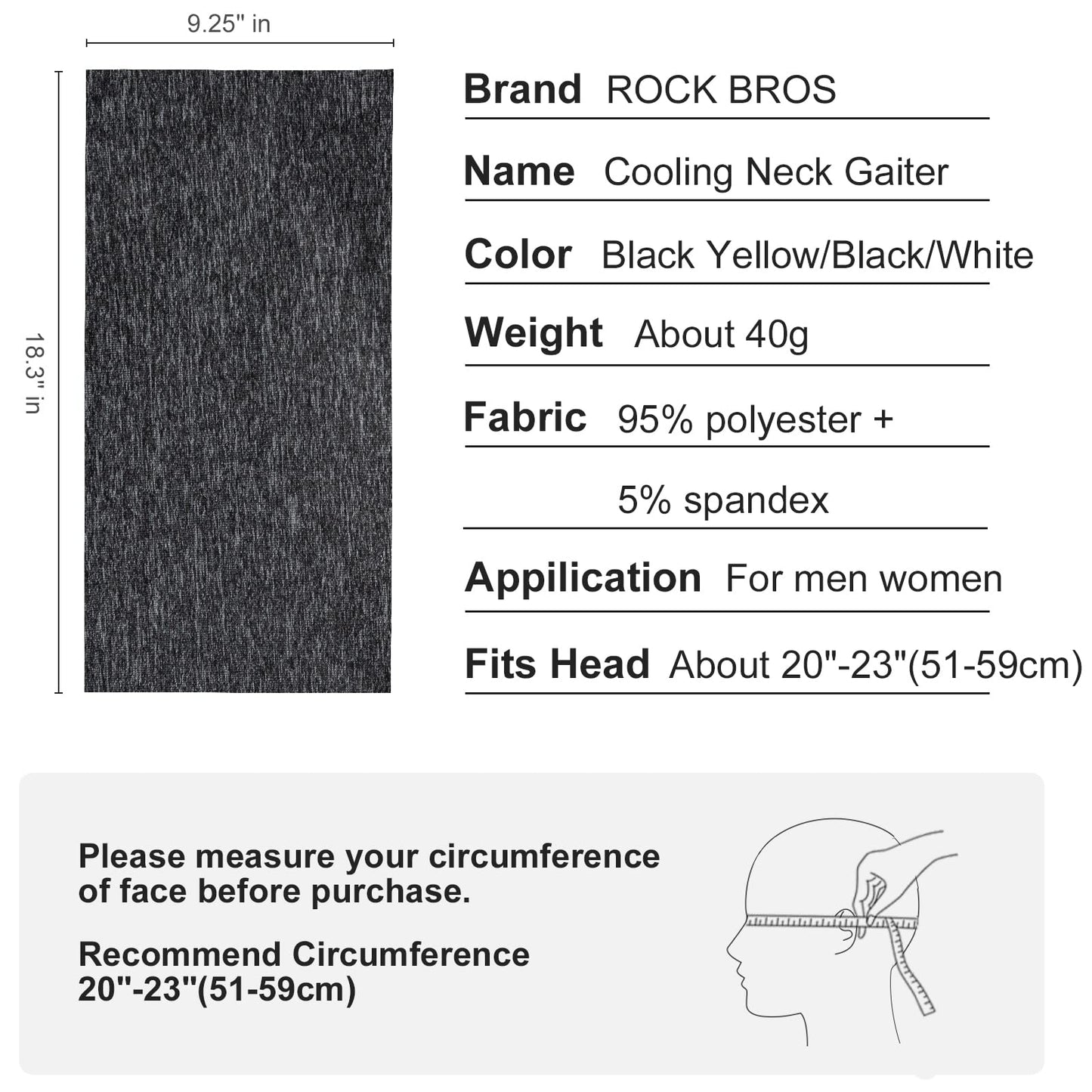 ROCKBROS Cooling Neck Gaiter Face Mask Fishing Scarf Face Cover for Men Women