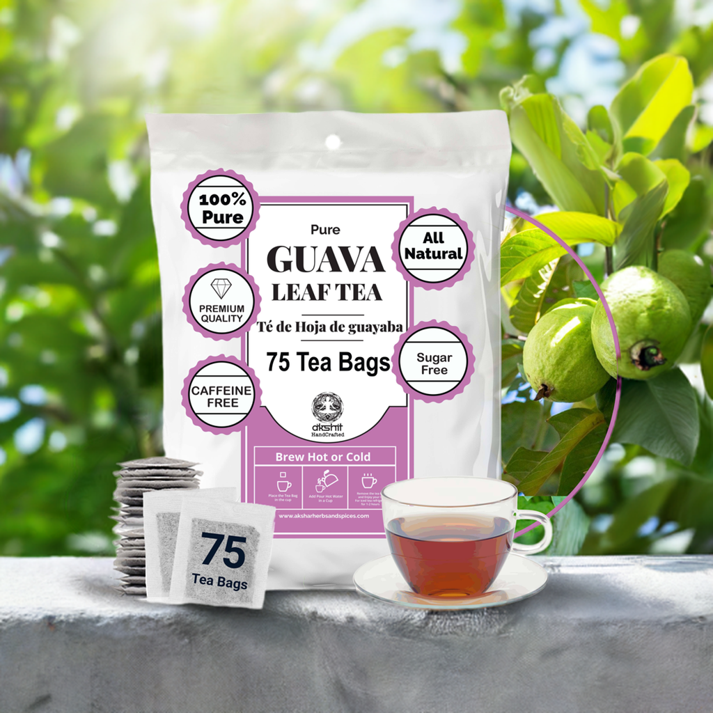 Guava Leaf Tea - 75 Bags, 100% Pure Guava Leaves (Te de Hojas de Guayaba) - Non-GMO, Vegan, Caffeine-Free