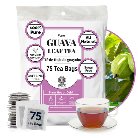 Guava Leaf Tea - 75 Bags, 100% Pure Guava Leaves (Te de Hojas de Guayaba) - Non-GMO, Vegan, Caffeine-Free