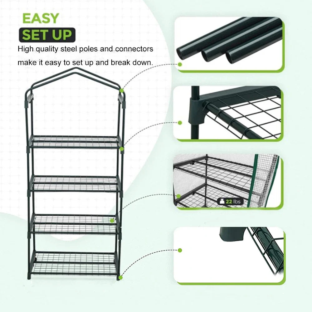 Mini Portable Greenhouse Cover with Frame, Outdoor, Balcony, Temperature Retaining, Waterproof, Flower, Plants, Gardening