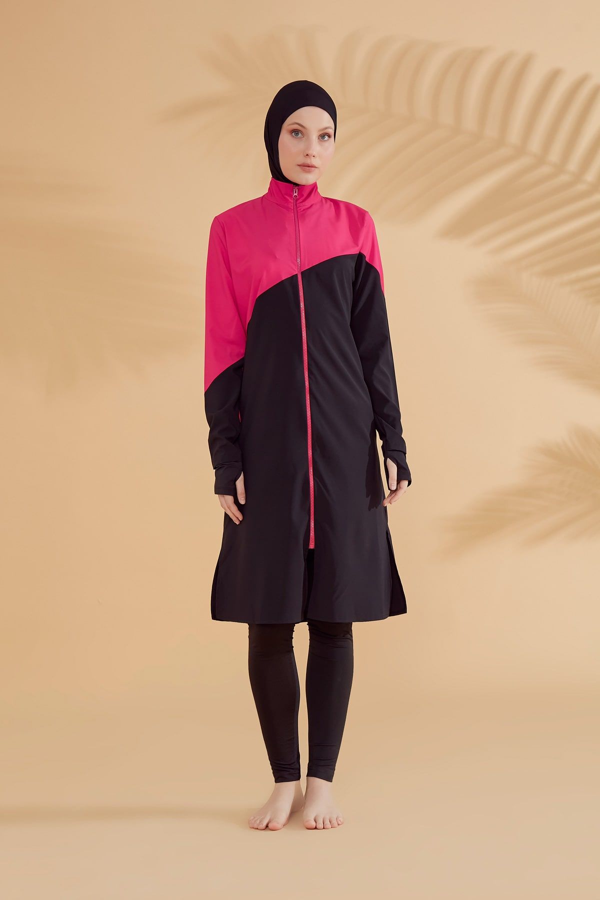 Woven Black Burkini Modest Swimwear M2316-1