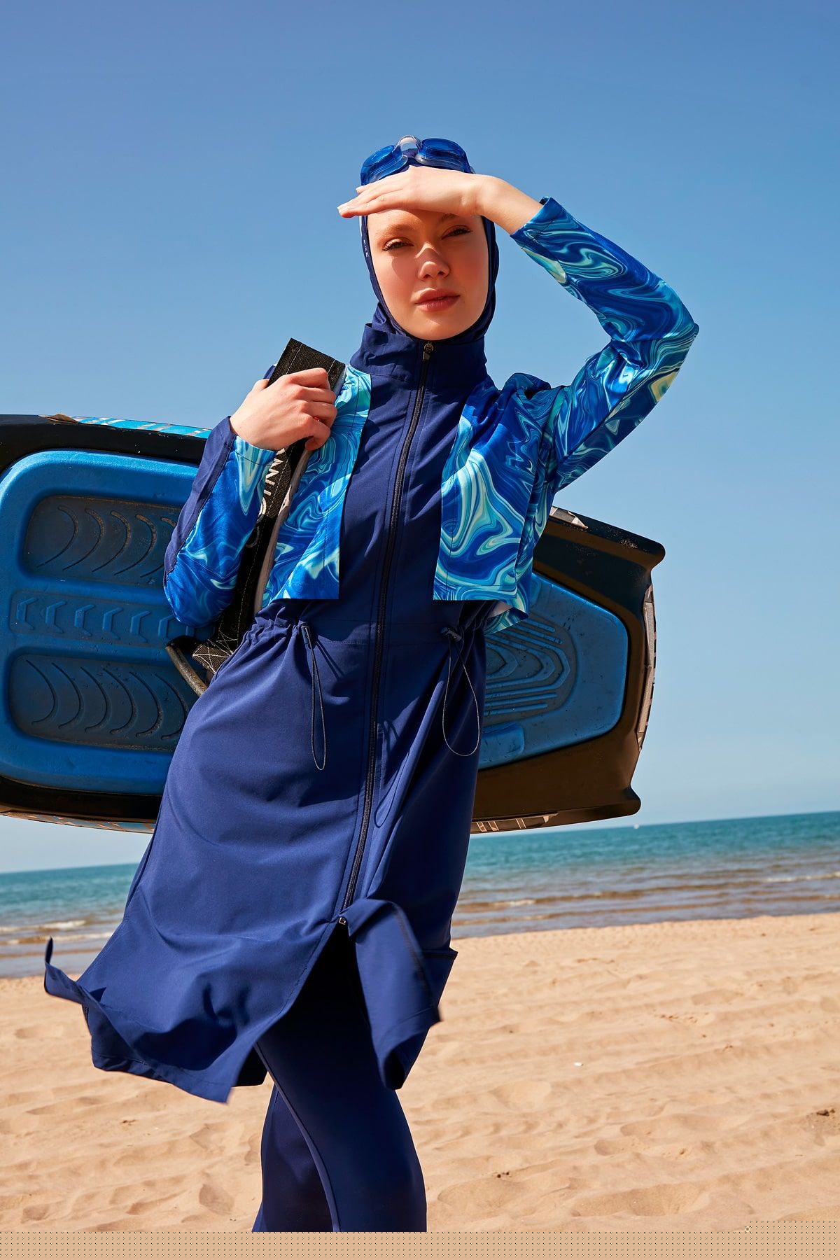 Woven Navy Burkini Modest Swimwear M2319
