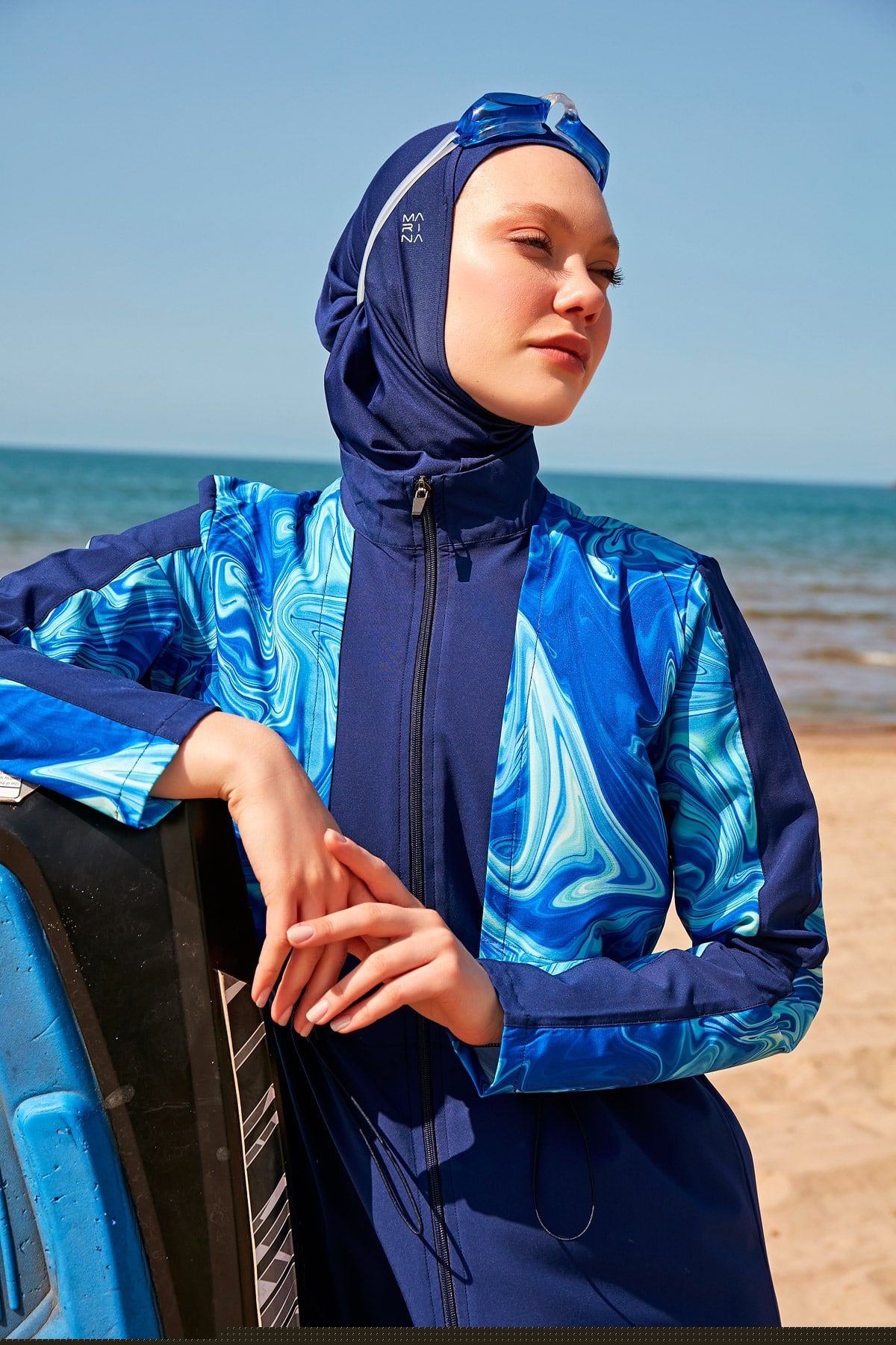Woven Navy Burkini Modest Swimwear M2319