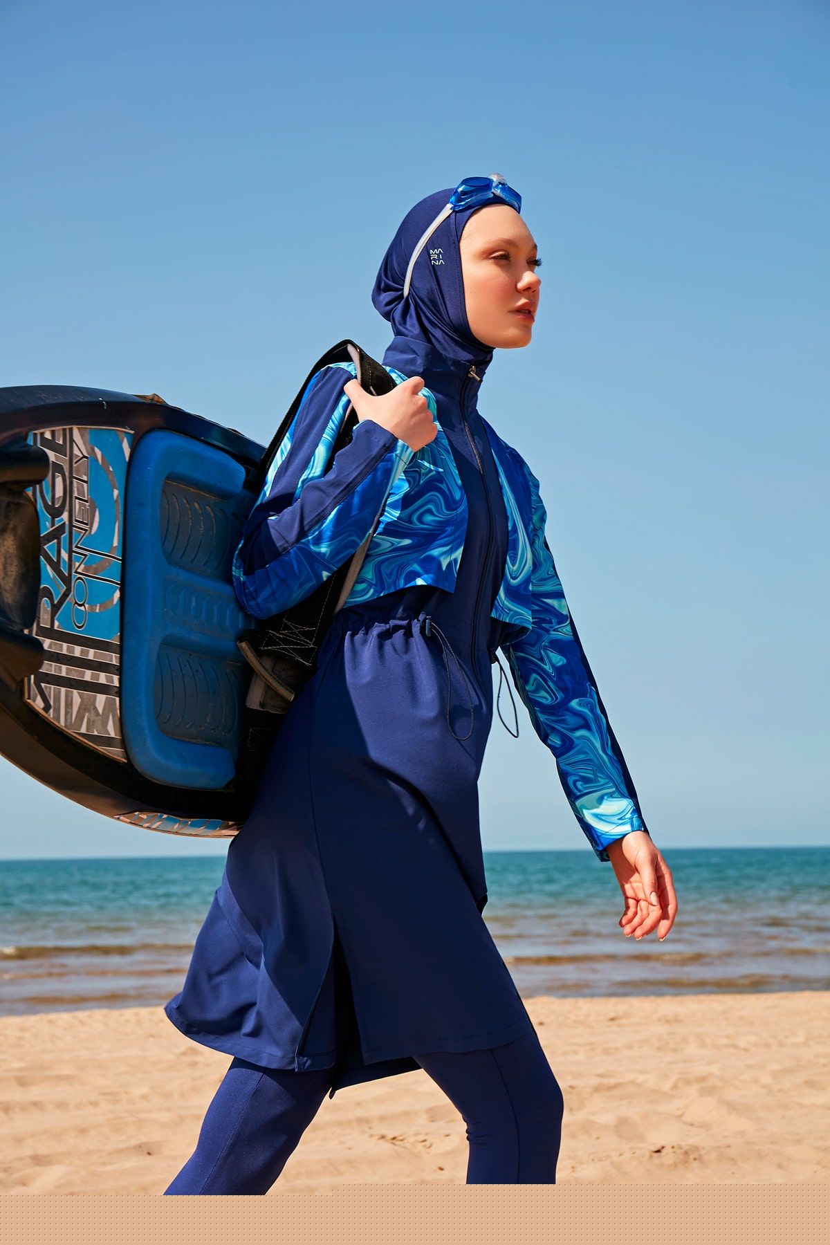 Woven Navy Burkini Modest Swimwear M2319