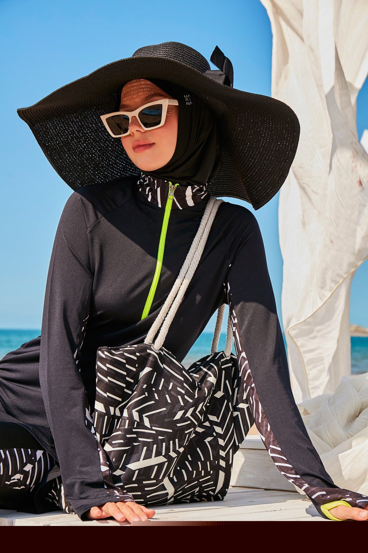 Lycra Black Burkini Modest Swimwear M2331