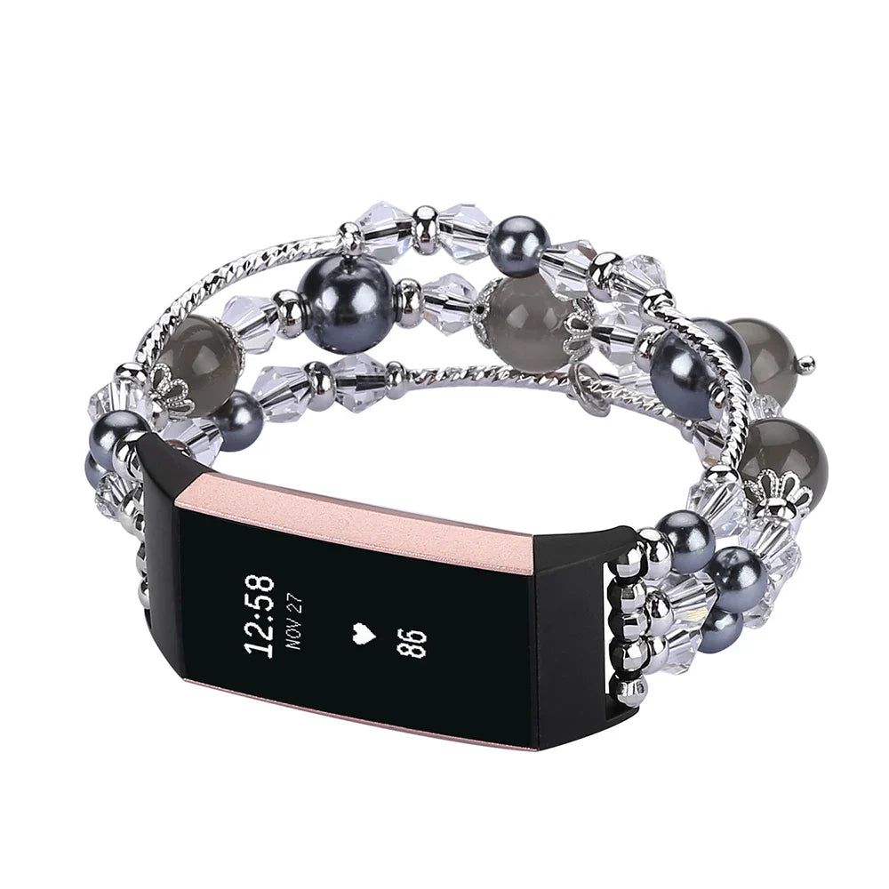 Fitbit Charge 6, 5, 4, 3, Fashion Beaded Strap