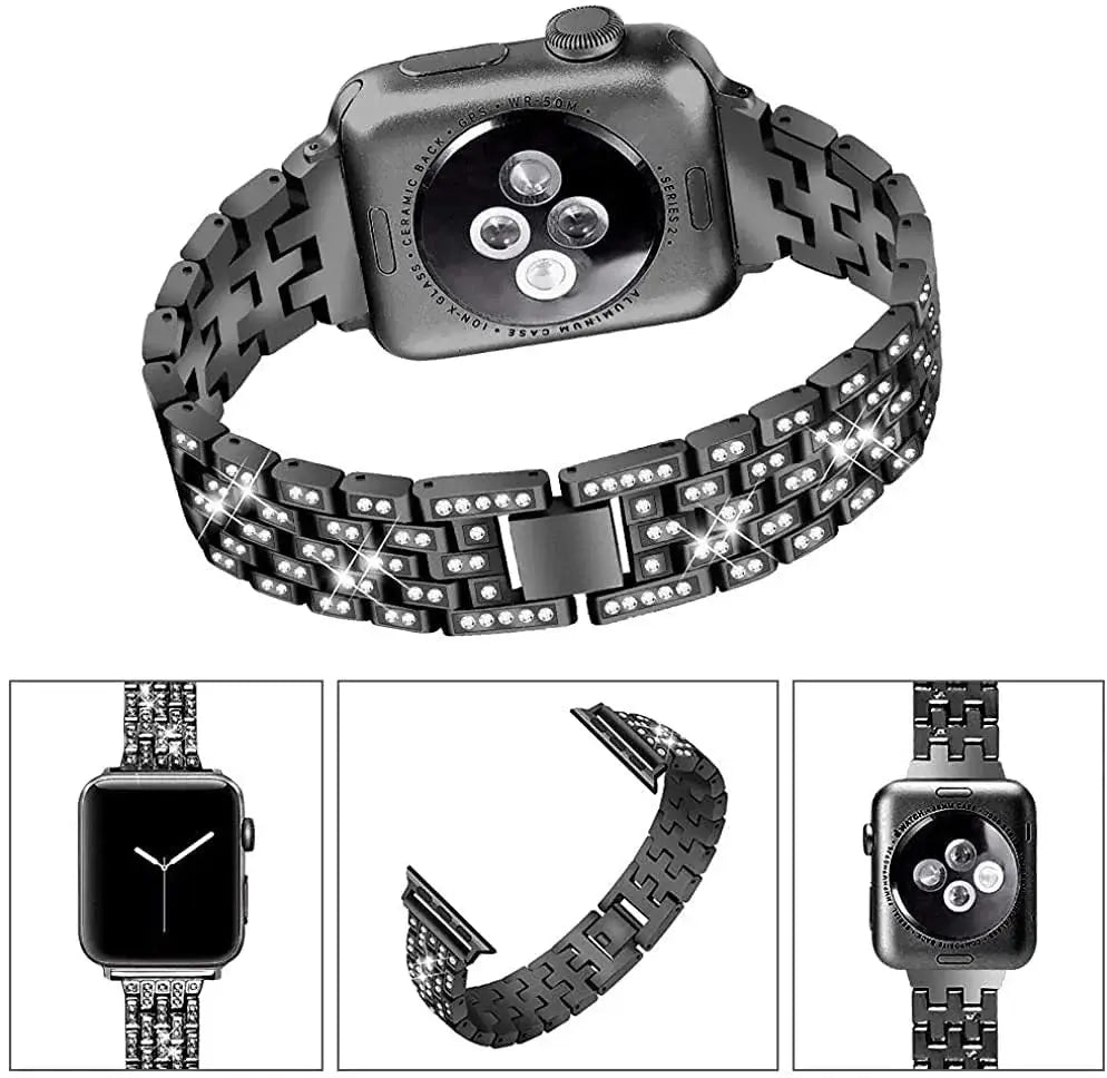 Apple Watch Bedazzled Stainless Steel Strap - Elegant Design