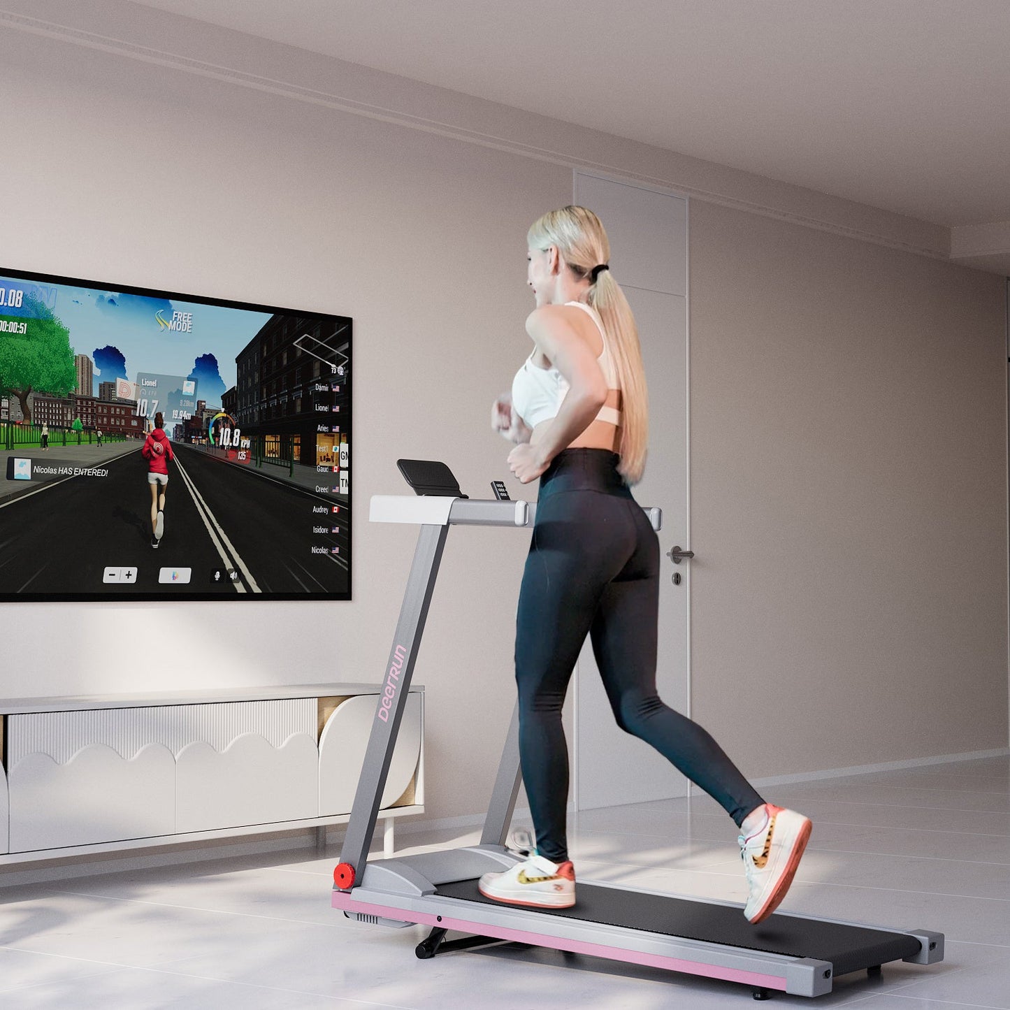 DeerRun A1 Pro Move+ 6% Incline Foldable Treadmill——Upgraded Chip & NFC Support | 350Lbs, 10mph
