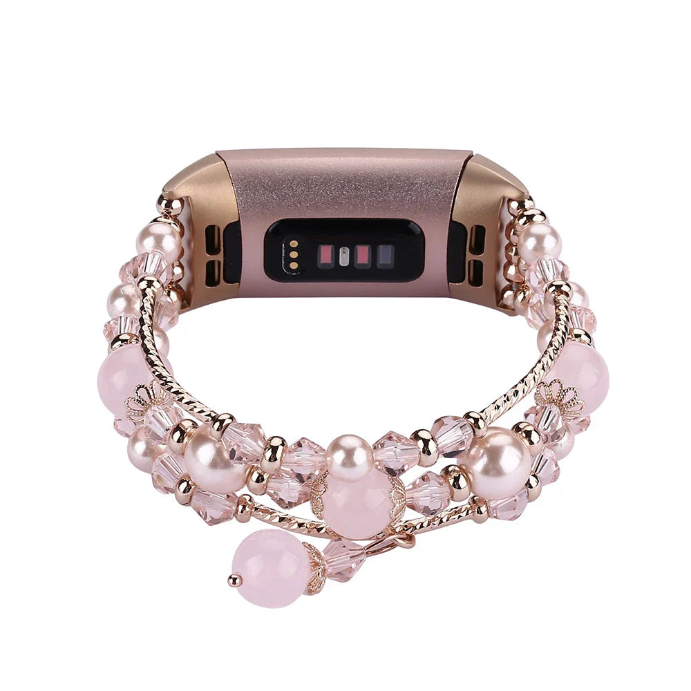 Fitbit Charge 6, 5, 4, 3, Fashion Beaded Strap