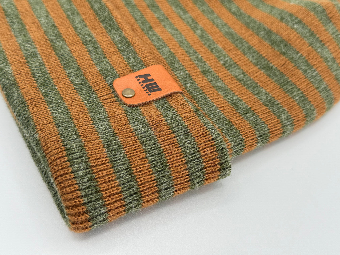 HAAKWEAR Classic RORO Cuffed Beanie / Hat - Brown / Green, Made in USA