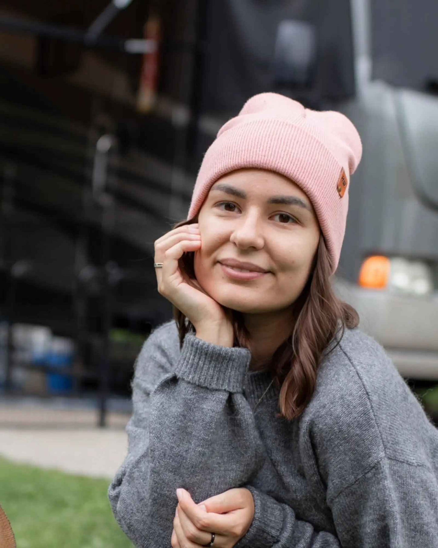 HAAKWEAR Pearl Pink Beanie - Knit Cuffed Classic Hat Made in USA