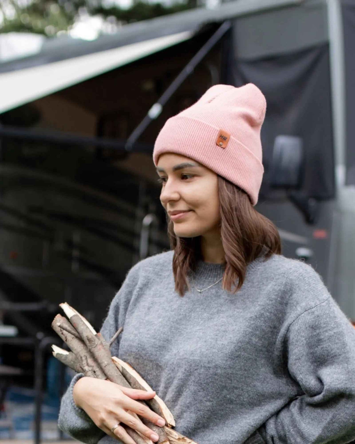 HAAKWEAR Pearl Pink Beanie - Knit Cuffed Classic Hat Made in USA