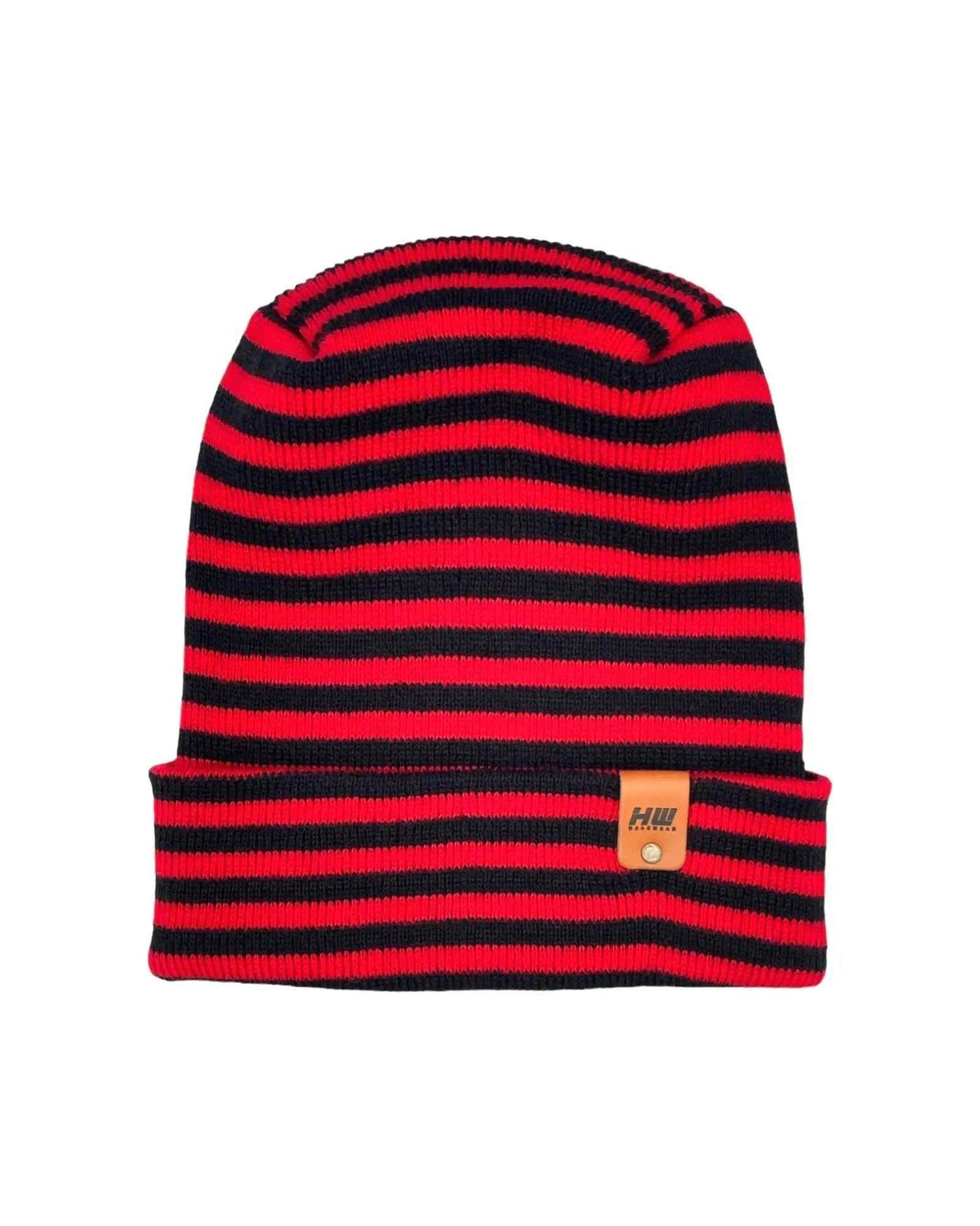 HAAKWEAR H Stitch RORO Cuffed Beanie (Patented) Black / Red, Made in USA