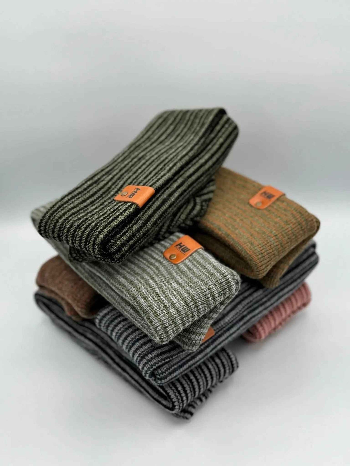 HAAKWEAR Traditional Contrast Cuffed Beanie - Black / Green, Made in USA
