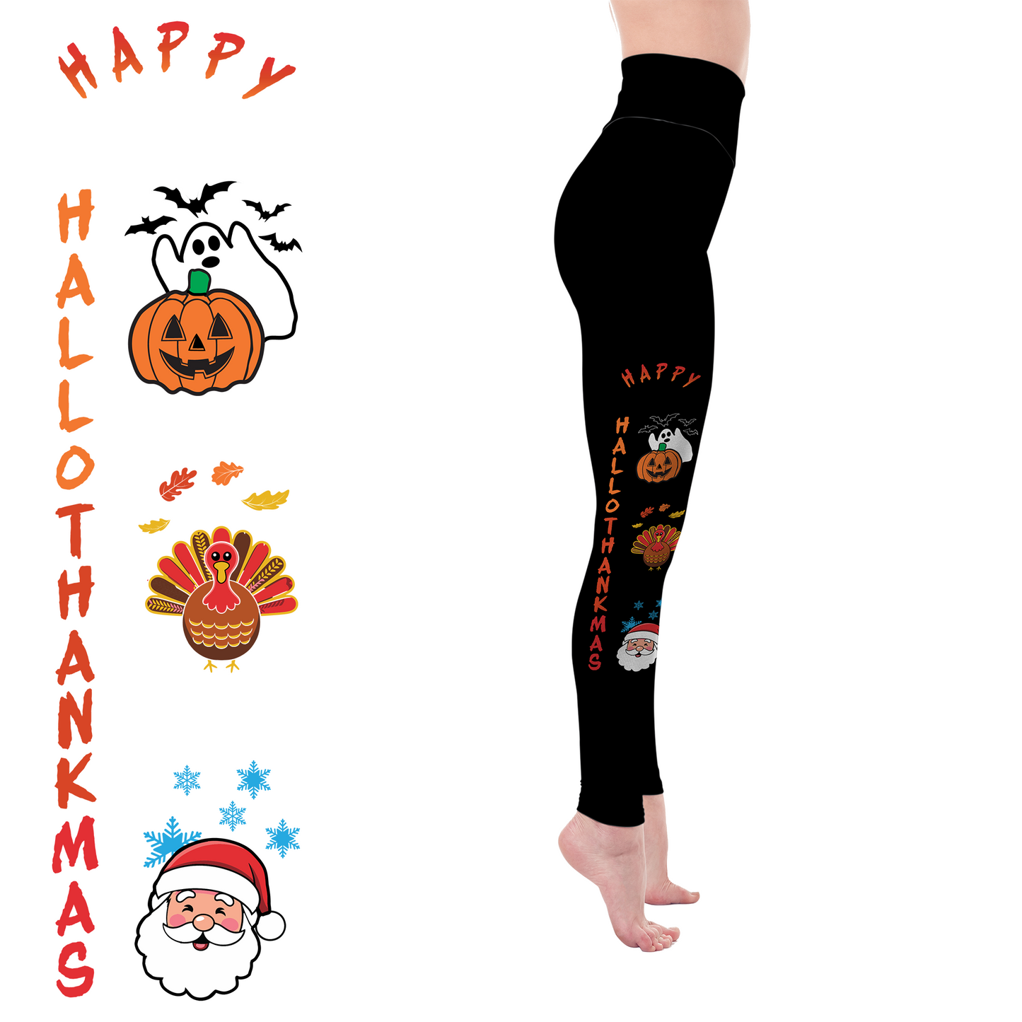 Happy HalloThanksMas Leggings with Pockets