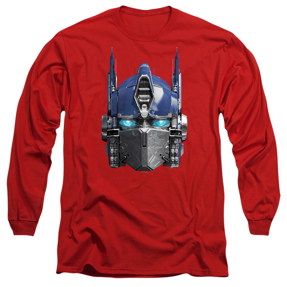 Transformers Optimus Prime Head Mens Long Sleeve Shirt Red Officially Licensed