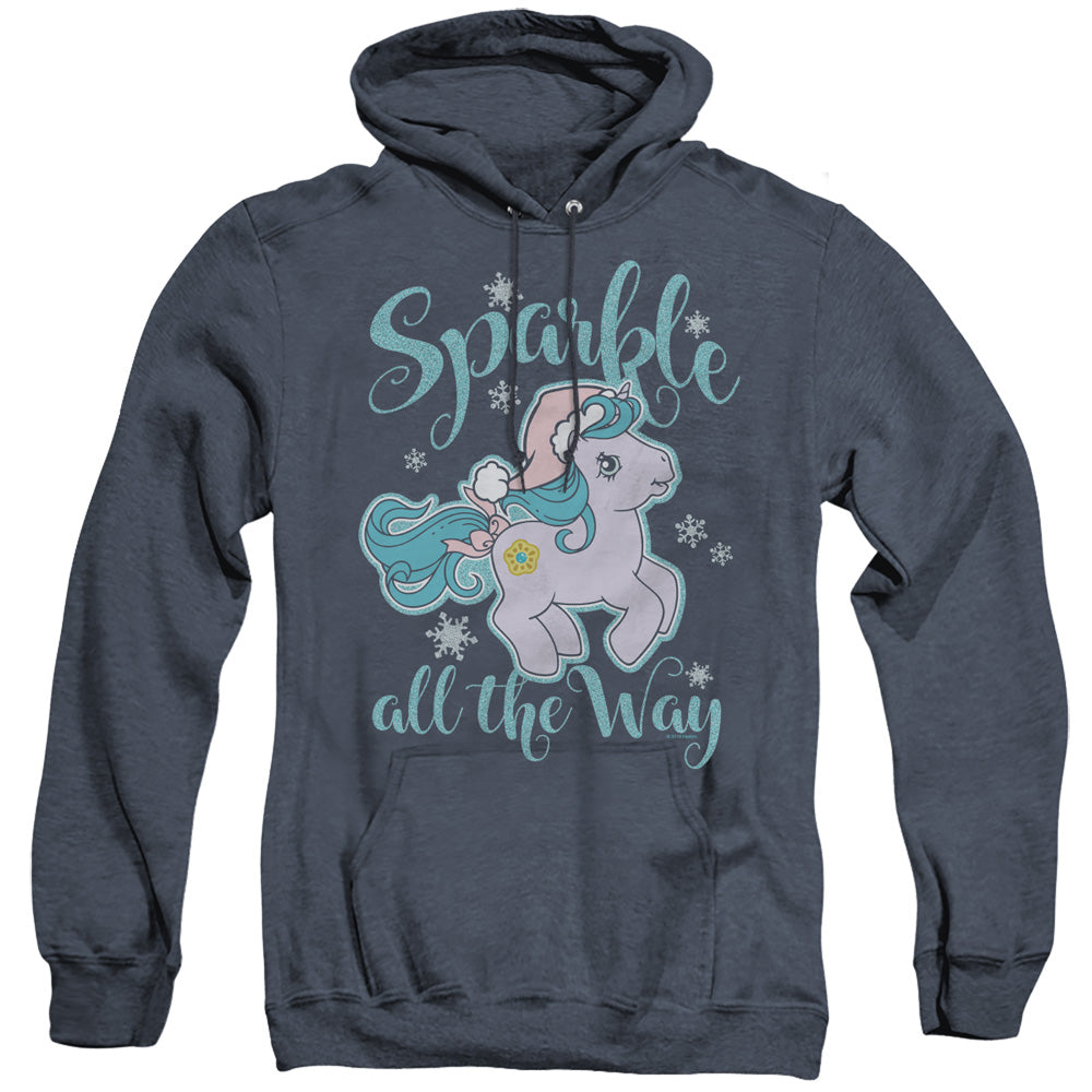 My Little Pony Retro Sparkle All the Way Heather Mens Hoodie Navy Blue Officially Licensed