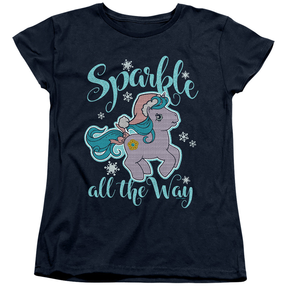My Little Pony Retro Sparkle All the Way 2 Womens T Shirt Navy Blue Officially Licensed