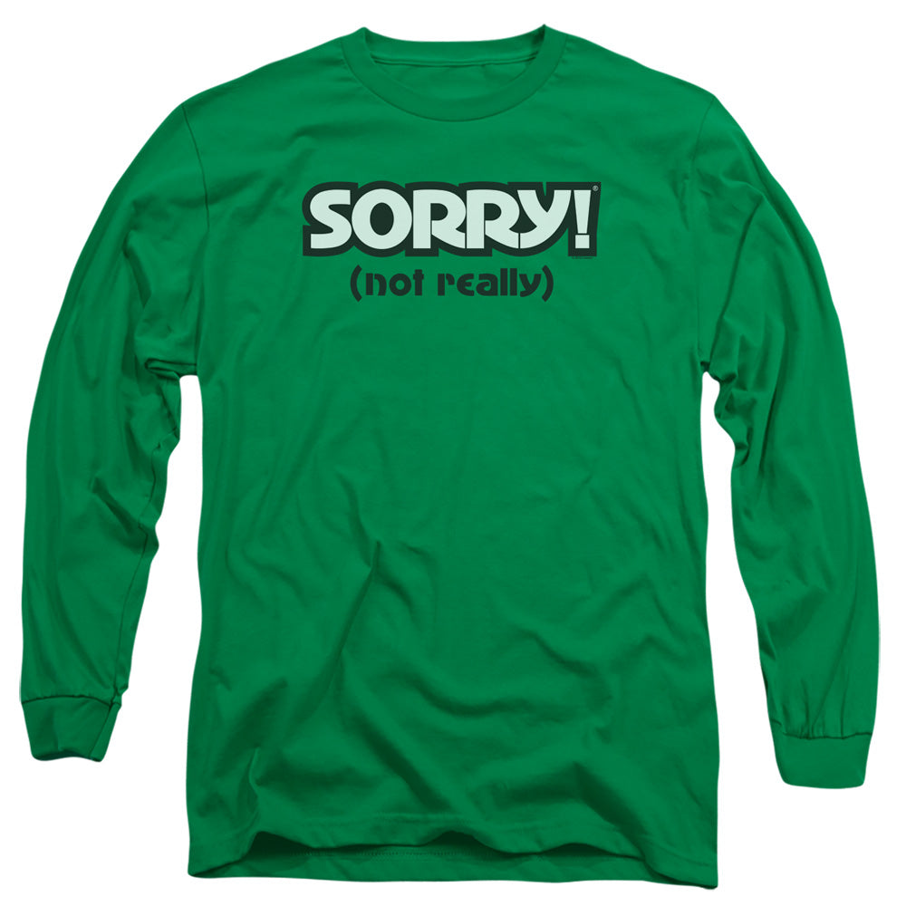 Sorry Not Sorry Mens Long Sleeve Shirt Kelly Green Officially Licensed