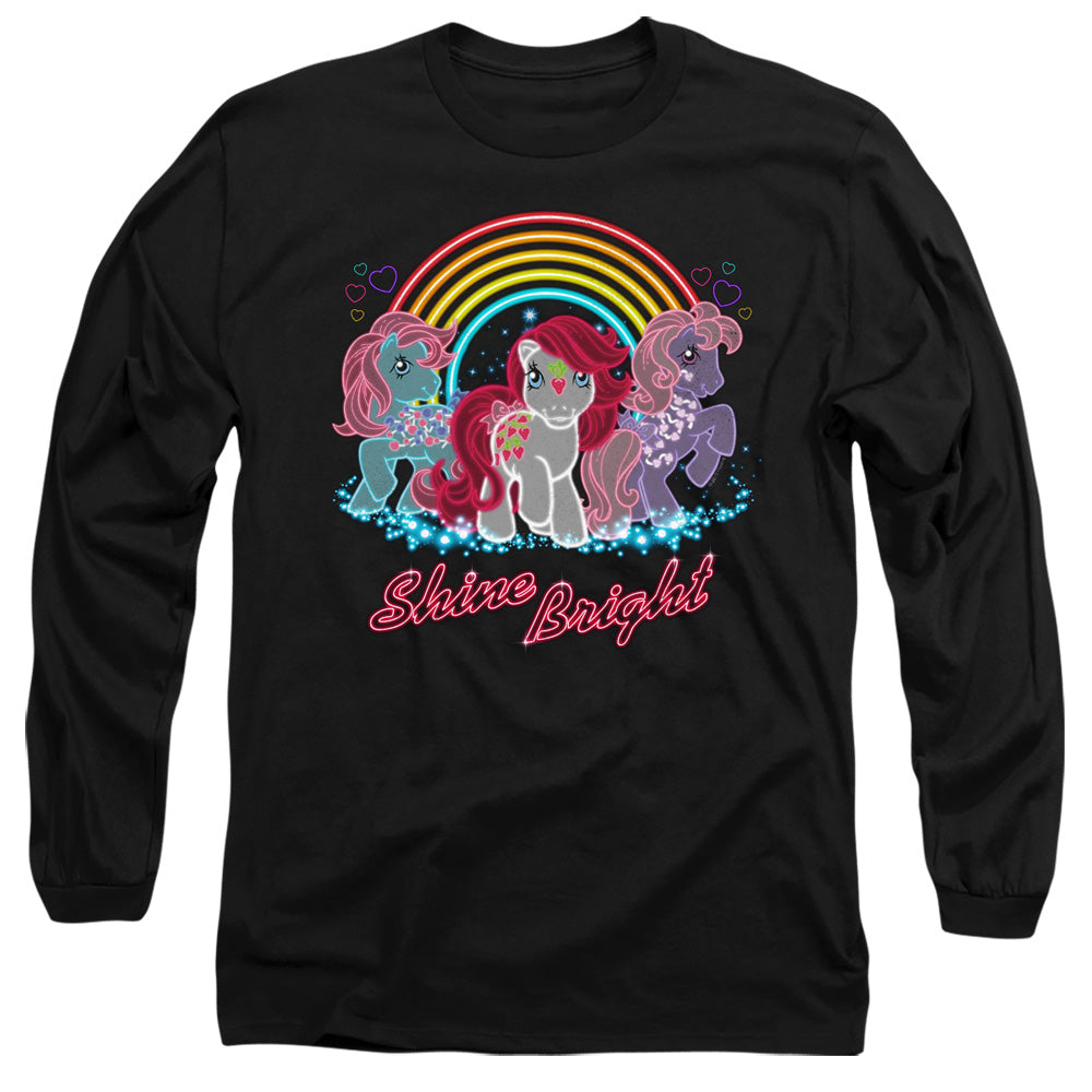 My Little Pony Retro Neon Ponies Mens Long Sleeve Shirt Black Officially Licensed