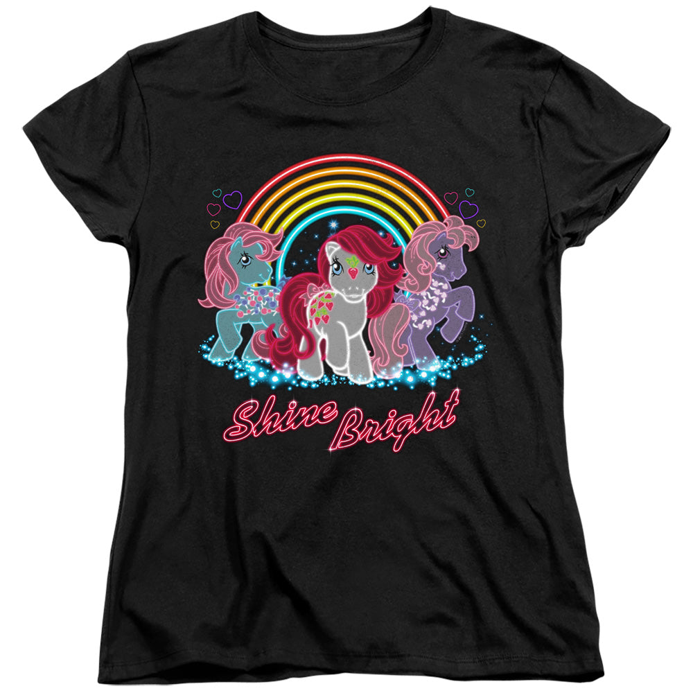 My Little Pony Retro Neon Ponies Womens T Shirt Black Officially Licensed