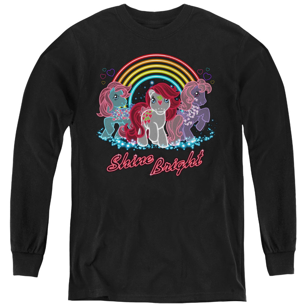 My Little Pony Retro Neon Ponies Long Sleeve Kids Youth T Shirt Black Officially Licensed