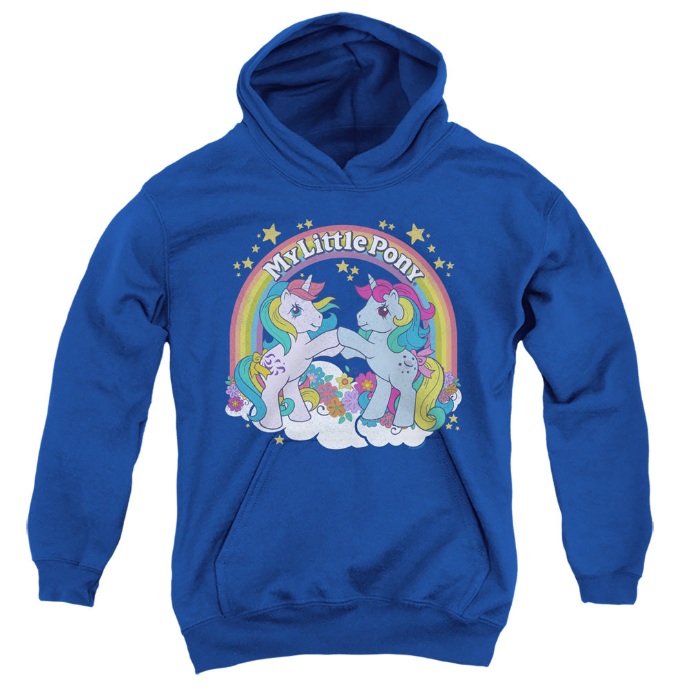 My Little Pony Retro Unicorn Fist Bump Kids Youth Hoodie Royal Blue Officially Licensed