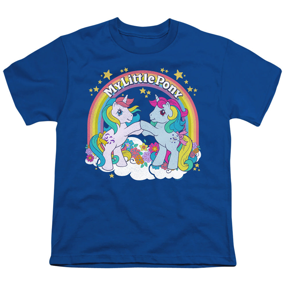 My Little Pony Retro Unicorn Fist Bump Kids Youth T Shirt Royal Blue Officially Licensed
