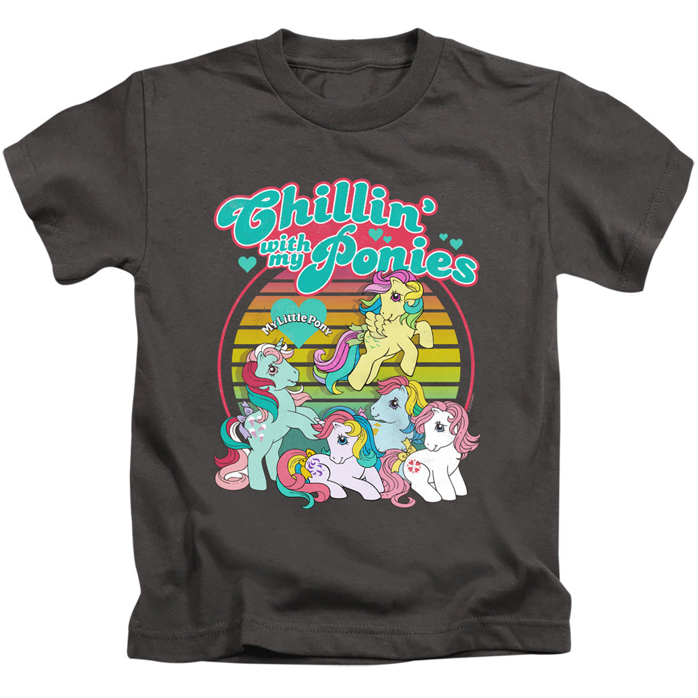 My Little Pony Retro Chillin With My Ponies Juvenile Kids Youth T Shirt Charcoal Officially Licensed